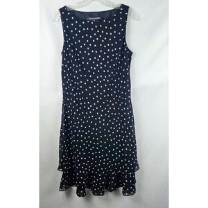 Jones Wear Polka Dot Midi Dress Women's 14 Tiered Classic Feminine Office